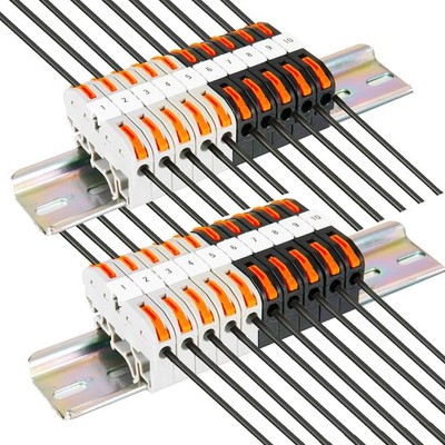 DIN Rail Terminal Blocks Kit, with 20pcs Universal Compact Connectors, 2pcs Conn