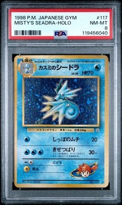 Pokemon Swirl Japanese Misty's Seadra Rare Holo PSA 8, Gym Series
