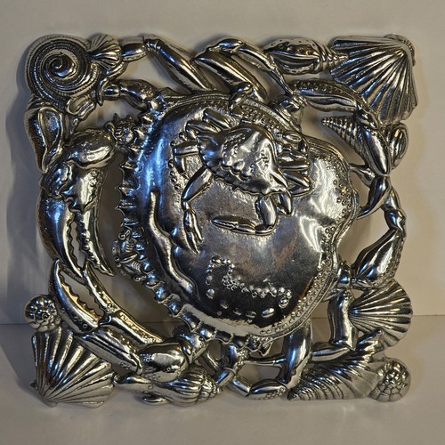 Vintage Arthur Court Crab Tray 1997 Seashell Shell Ocean Nautical Square  Decor