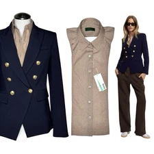 NWT Brunne DICKEY Compatible with Veronica Beard Blazer Button Down Shirt 00-14