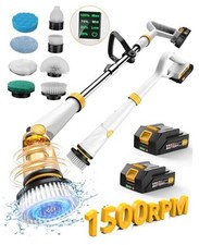 Electric Spin Scrubber with Two Batteries Scrubber with 50-Inch Handle White