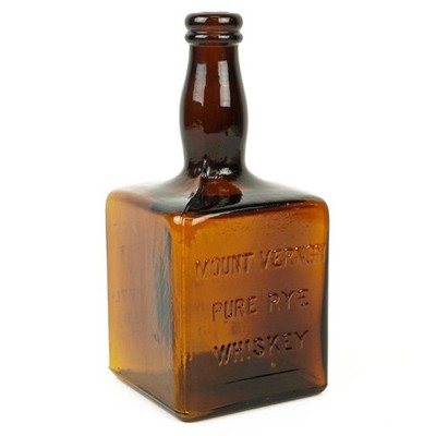 Antique 1890's Hannis Distillery Mount Vernon Pure Rye Whiskey Amber Bottle