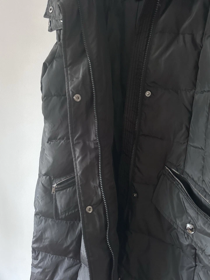 London Fog Black Down Feather Puffer Coat Faux Fur Trim Removable Hood New - M - Image 4 of 4