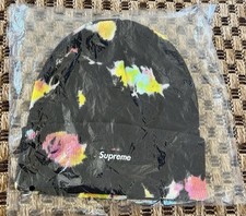 Supreme Splatter Dyed Black Beanie New with Tags in Original Packaging
