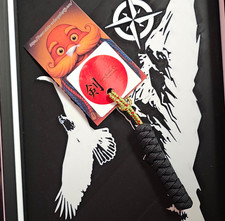 Ken Knife Co Japanese Katana Sword Steel Blade Full Tang Cord Wrap Black