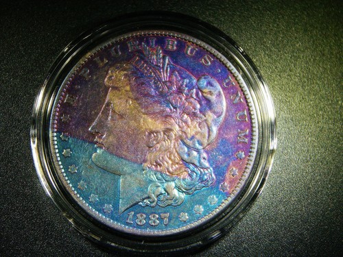 EF+/AU  1887 MORGAN SILVER DOLLAR UNIQUE TONING COLLECTOR COIN M-2150