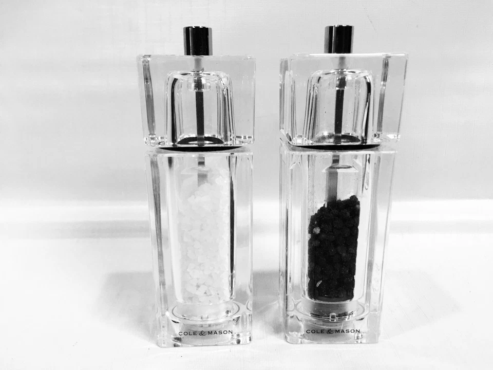 Cole & Mason H33501P Cube Clear Salt & Pepper Mill Precision Acrylic Set - Image 3 of 4