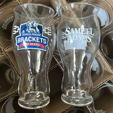 SAMUEL ADAMS Set Of 4 Brackets And Beers Pint Glasses New Sam Glasses Unique