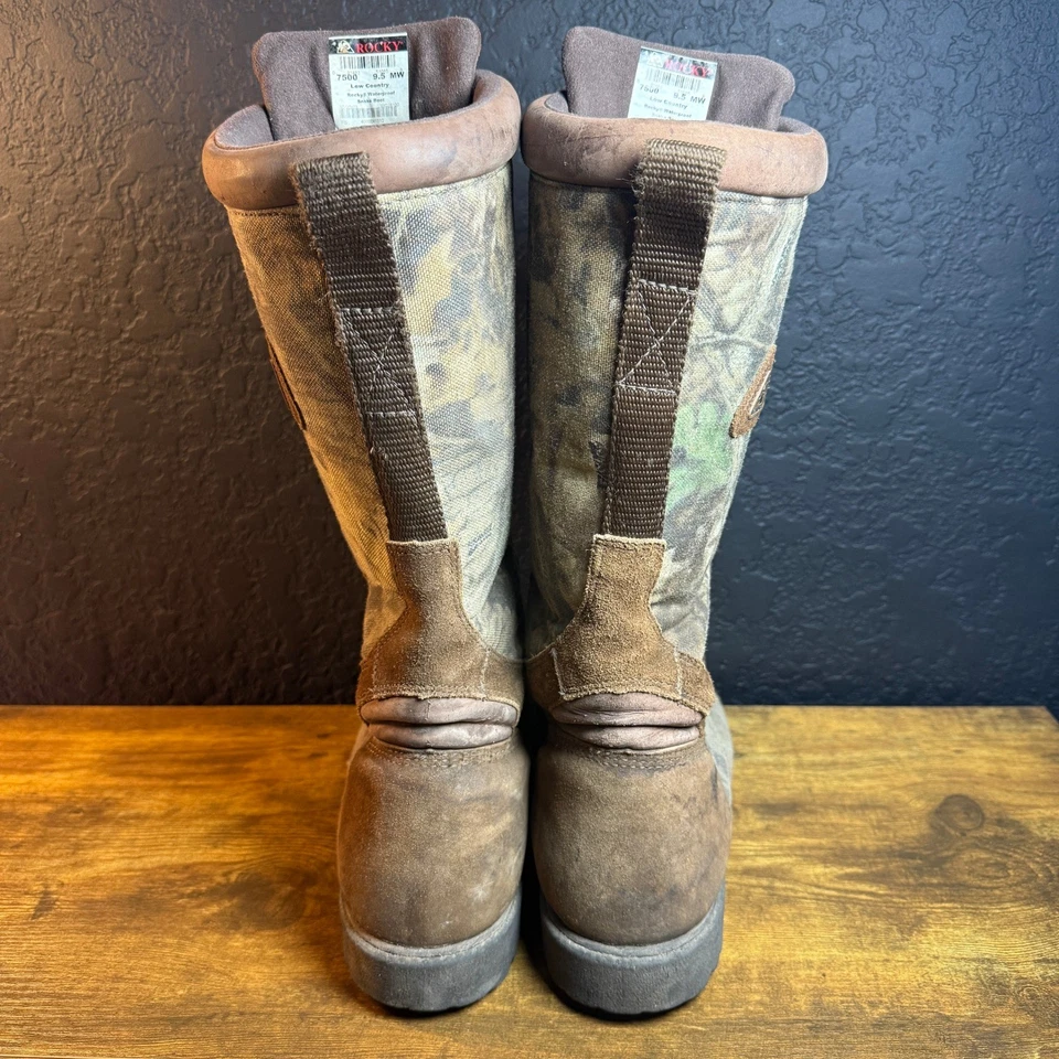 Rocky Low Country 9.5 MW Waterproof Snake Boots Camo Hunting Boots Leather Nylon - Image 4 of 4