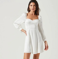 ASTR the Label White Polka Dot Sweetheart Neckline Wedding Bridal Mini Dress
