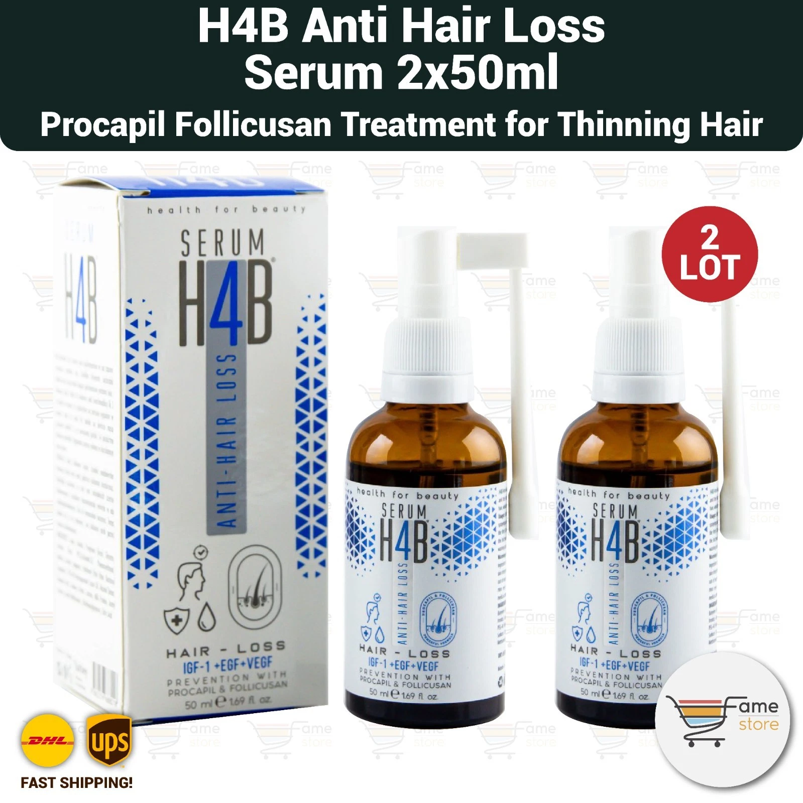 H4B Anti Hair Loss Serum Procapil Follicusan Treatment for Thinning Hair - 2LOT