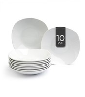 Suppenteller Tiefteller Salatteller 10Er Set Tief Porzellan Weiß Eckig 22 Cm
