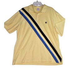 Brooks Brothers Mens XL Performance Shirt Yellow Blue Embroidered Sheep Logo