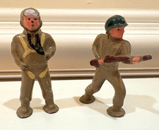 LOT OF 2 Vintage Barclay Manoil Lead Toy Soldiers 1930's Paratrooper  Gunner