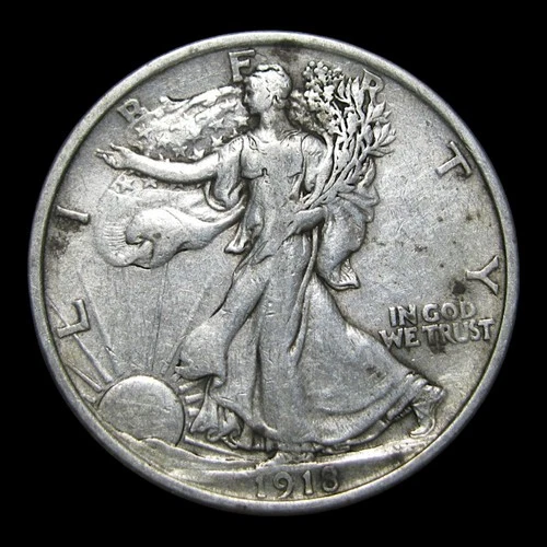 1918 Walking Liberty Half Dollar Silver ----  Nice Coin ---- #KK473
