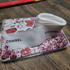 2 Authentic Chanel White Ribbon 2" Wide Gift Wrap 66" Long Black And White