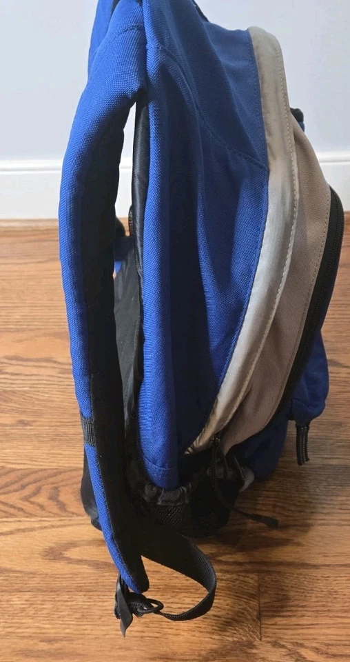 Mochila escolar Lands' End doble cremallera azul gris Foto 4 de 4