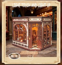 Book Nook DIY Kit Athenaeum Library 3D Dollhouse Puzzle with LED Bookshelf Decor