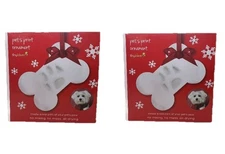 Paw Print Dog Cat Lot of 2 Bone Shaped Ornament NEW