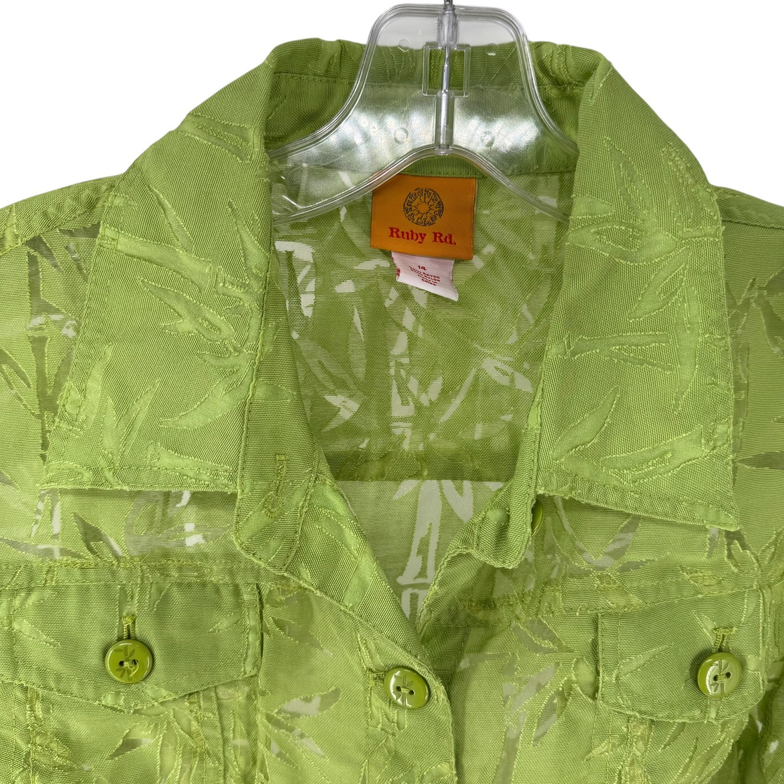 Ruby Road Lightweight Jacket Green Size 14 Sheer … - image 2