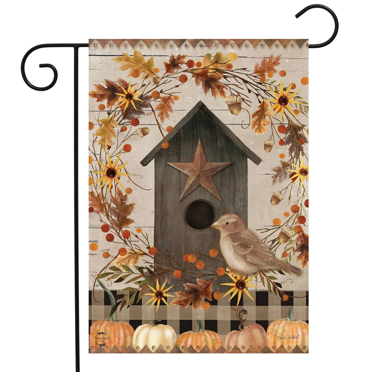 Primitive Fall Birdhouse Garden Flag