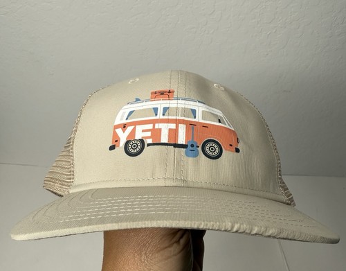 YETI Coastal Camper Trucker Hat Cap Bus Van Snapback Rare Retired Tan Unisex - Picture 6 of 13