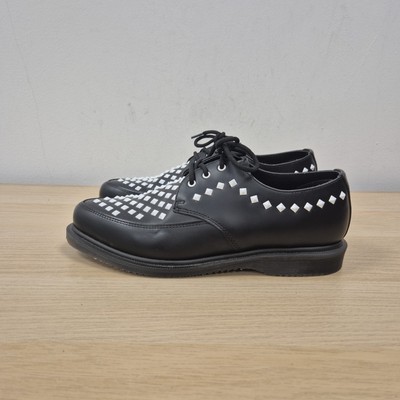 Dr Martens Willis Black Leather Creepers White Studded Flat  display picture 1