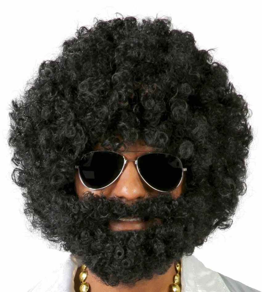 Mens black curly sale wig
