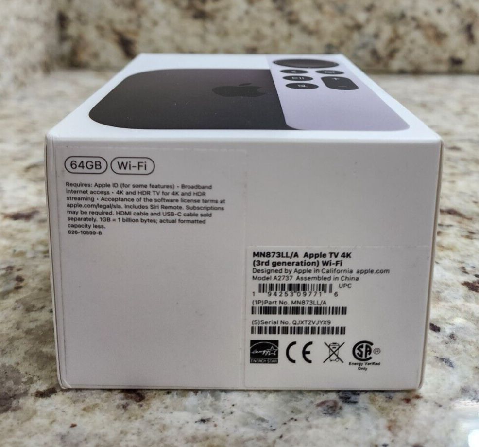 Apple TV 4K 3rd Gen. 64GB Media Streamer - Black, Wi-Fi for sale