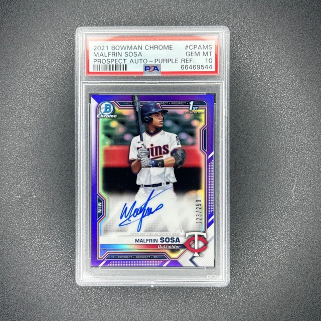 2021 Bowman Chrome 1st Auto /250 Purple Refractor PSA 10 #CPA-MS Malfrin Sosa RC