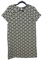 Zara Women’s Geometric Print Shift Dress Black/ Cream Size M