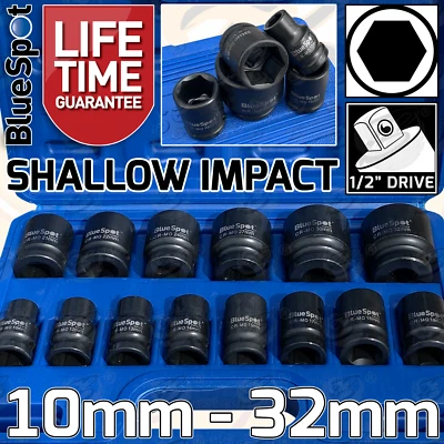 1/2" Drive IMPACT Socket Set Shallow Impact Sockets 10mm - 32mm 6PT