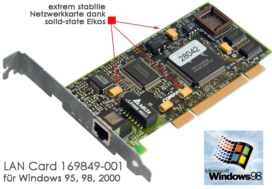 PCI COMPAQ NETZWERKKARTE LAN CARD 169849-001 005139 MS-DOS WINDOWS NT 95 98 V112 - Bild 2 von 3