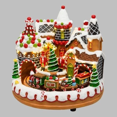 Lotti Villaggio Candy Village 27xH25cm Movimento Rotante Trenino Musica LED