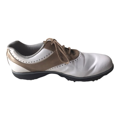 FootJoy Shoes Womens 9.5 M eMerge White Brown Leather Golf Cleats 93914 Read - Picture 11 of 15