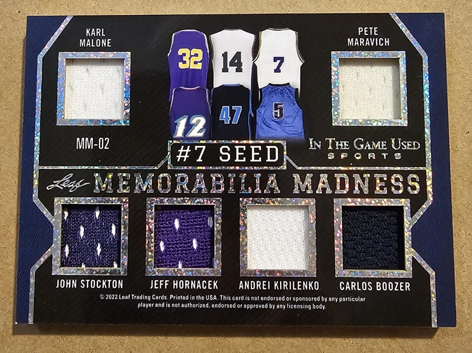 2022 Leaf In The Game Used Bird Maravich Malone Garnett Relic Card #'d 1/12 GOAT - Image 2 of 2