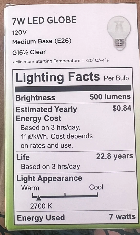 Westinghouse G16.5 7w Dimmable Led 60w Equivalent Medium Base Light Bulb - Image 3 of 3