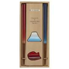 Le Creuset Chopstick & Chopstick Rest Set  Cherry Red & Marine Blue  from Japan