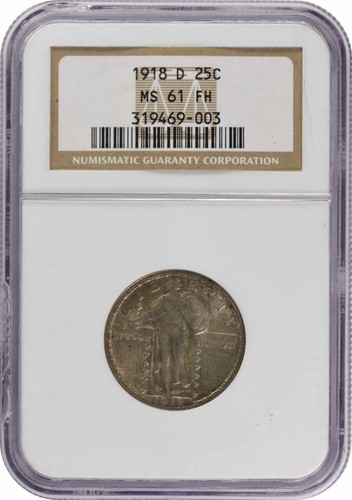 1918-D Standing Liberty Silver Quarter MS61FH NGC - 第 1/2 張圖片