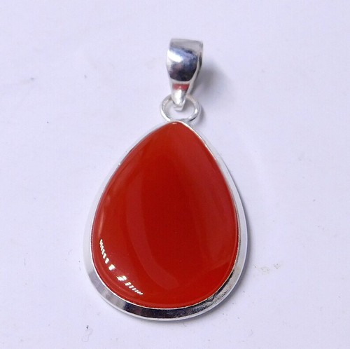 Fantástico Rojo Cornalina Piedra Preciosa 925 Plata de Ley Hecho a Mano Colgante