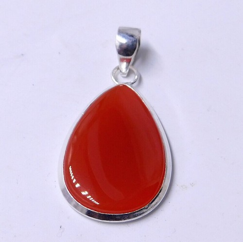 Fantastic Red Carnelian Gemstone 925 Sterling Silver Handmade Pendant - Afbeelding 1 van 6