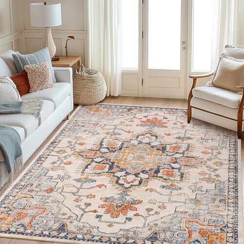 Area Rugs 8x10, Soft Boho Vintage Rugs for Living Room, Non 8x10 Feet Beige - Picture 1 of 7