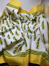 scarf sailboats Green Yellow and white 21 X 21  BL2