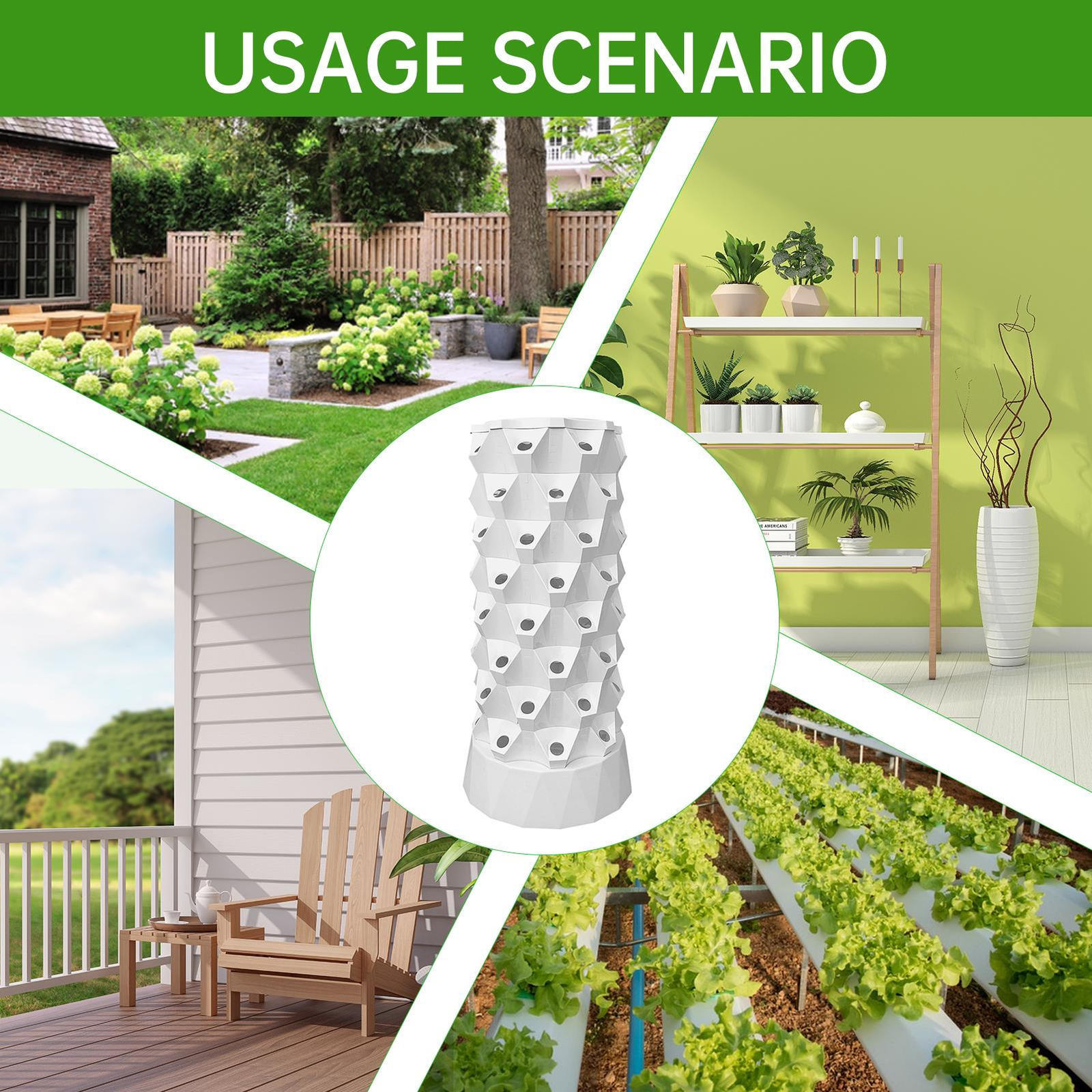 Hydroponics Tower 64 Slots Vertical Growing Tower with Water Pump attractively