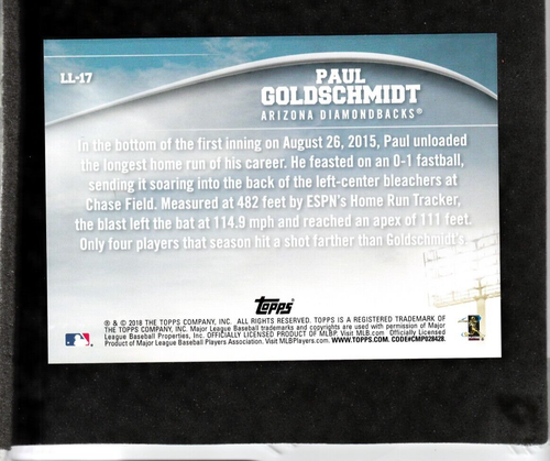 #D 8/10 JUMBO 5x7 PAUL GOLDSCHMIDT 2018 Topps LONGBALL LEGENDS #LL17 Yankees - Picture 2 of 2