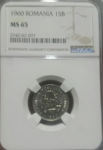 1960 Romania 15 Bani NGC MS65 1 YEAR TYPE 1 