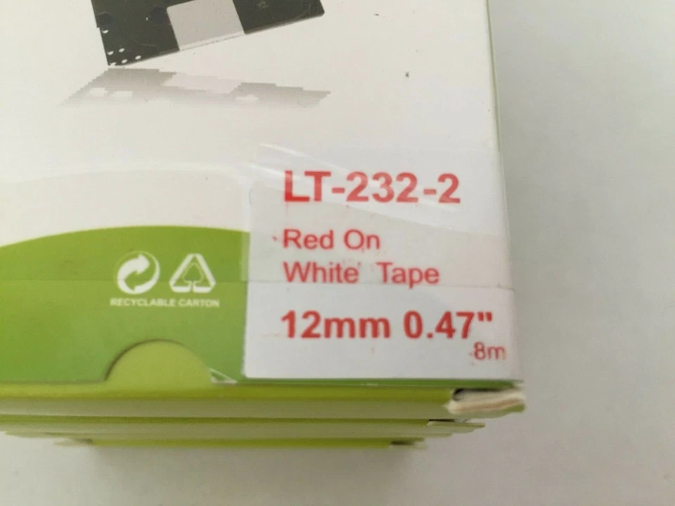 4 Red on White Tape LT232-2 Tape Label 12mm 1/2" For new P-Touch PT-6100 - Imagem 2 de 4