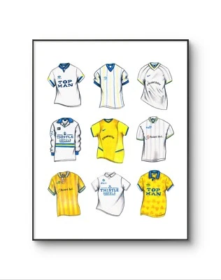 ADIDAS Leeds United Football Shirt, Leeds Football Poster, Classic Kit, A4 Print