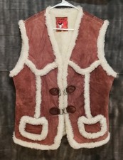 Vintage MONTURA BY CAMPUS western gilet pelle scamosciata sherpa uomo taglia large (46)