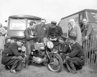 An Expert Admiring Group French Motorcyclists Garde Republicaine D- 1957 Photo
